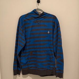 Volcom Blue and Black Striped Hoodie